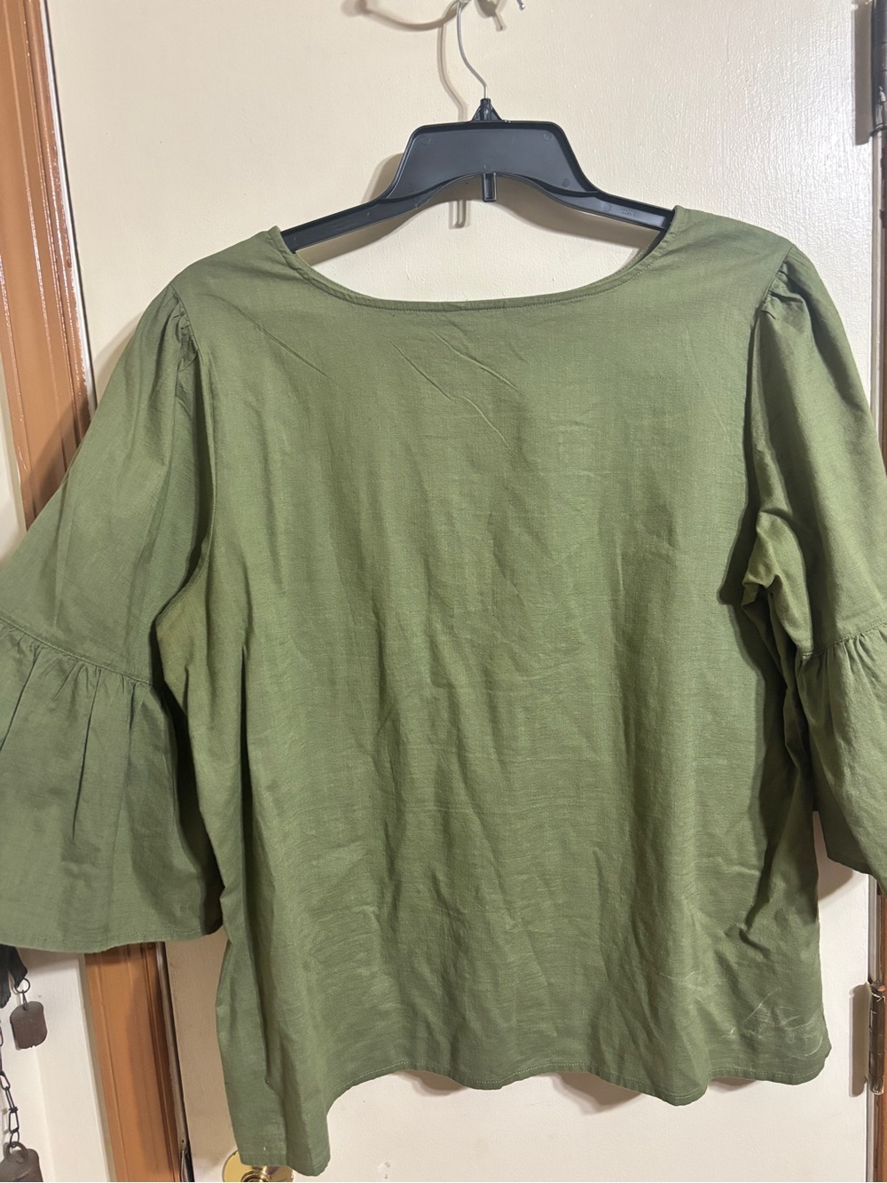 Time and Tru Olive Green Tiered Bell Sleeve Top
